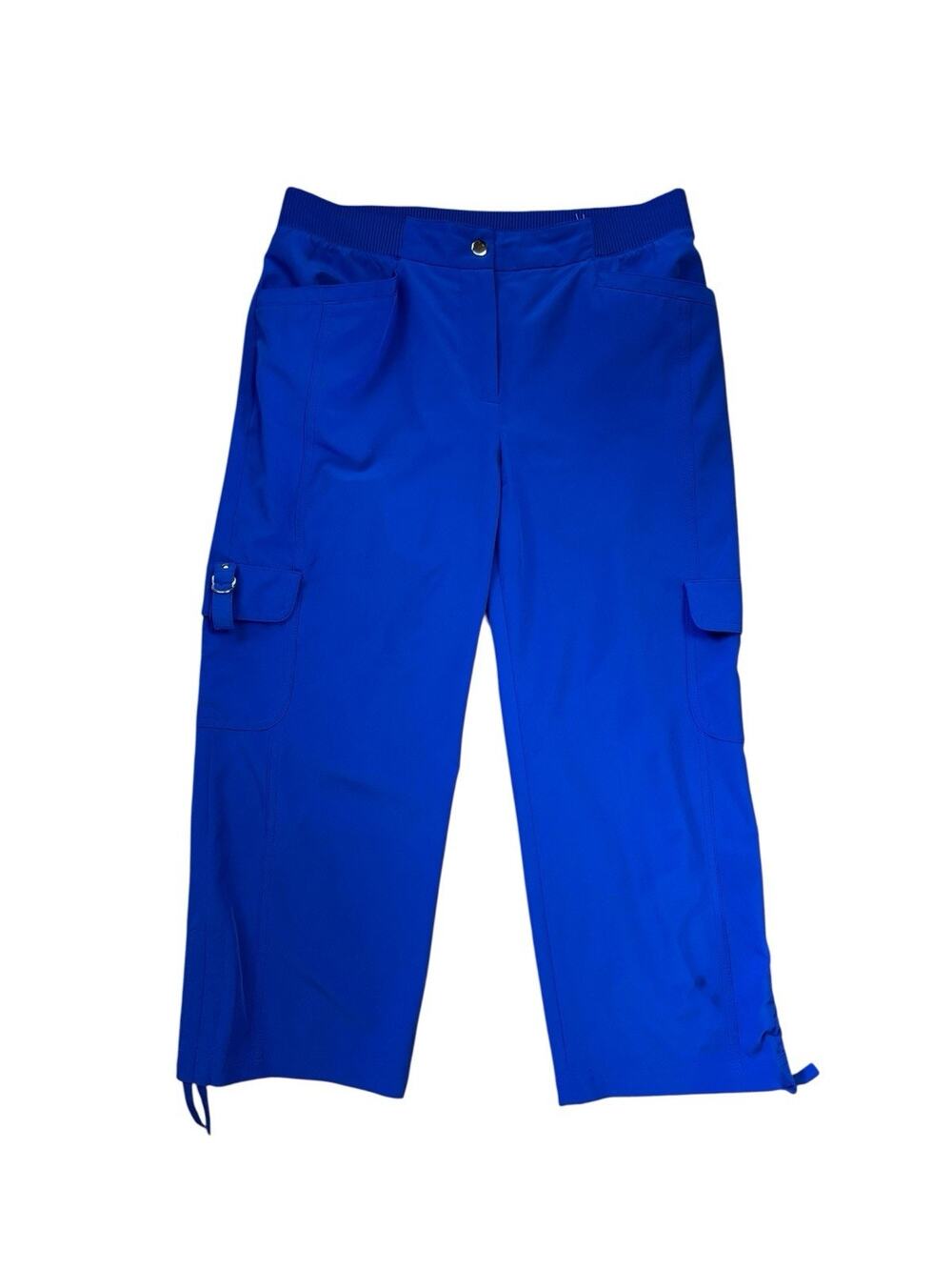 Zenergy by Chicos Cargo Capri Pants Womens Small Chicos 0 Blue Stretch Tie Hem